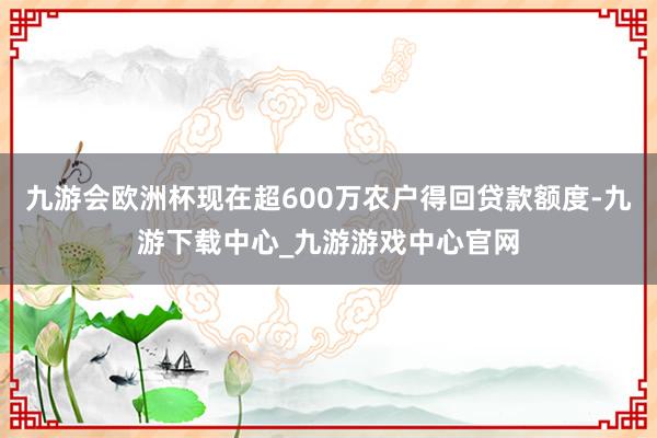 九游会欧洲杯现在超600万农户得回贷款额度-九游下载中心_九游游戏中心官网